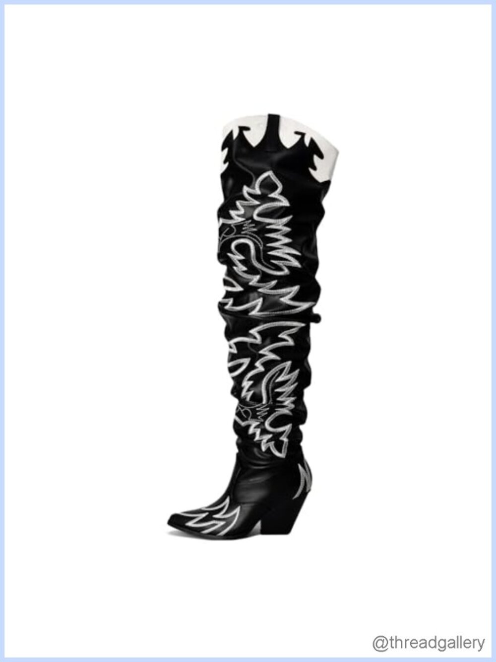 Faux Leather Western Over-The-Knee Chunky Block Heel Boots